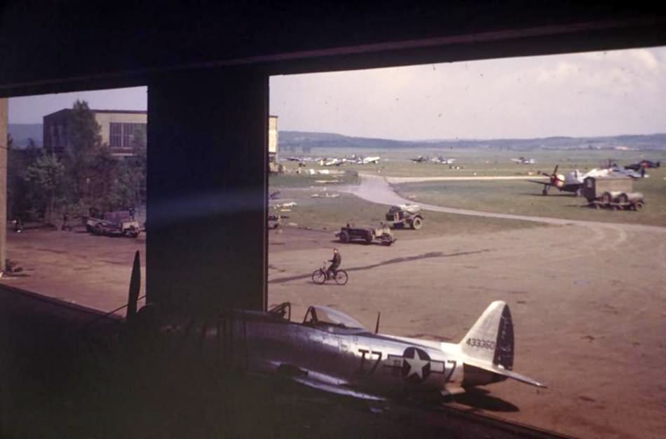 P-47 Thunderbolt code I7-Z 44-33360 of the 48th Fighter Group at Kassel May 1945
