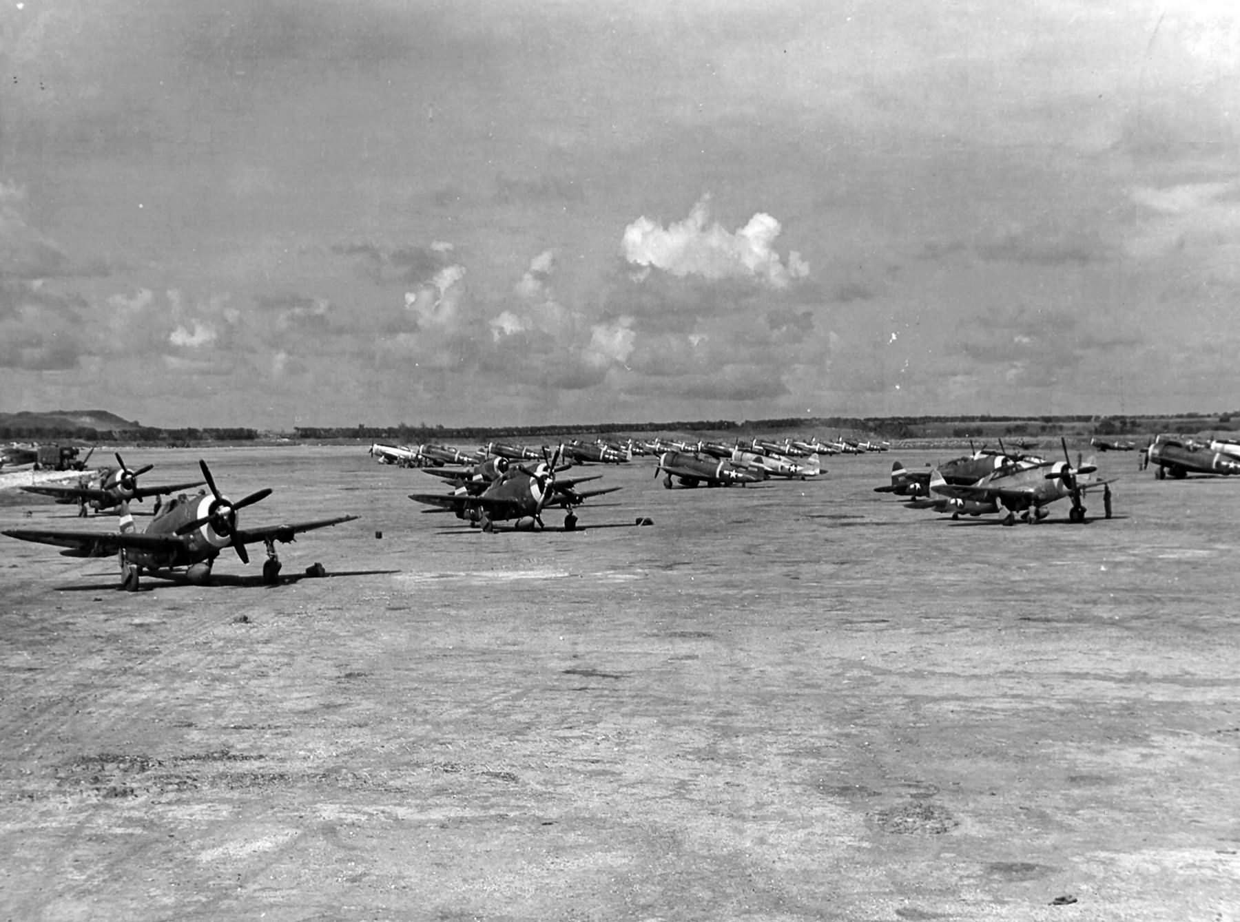 P-47 Thunderbolts of the 73rd and 333rd FS, 318th FG on Saipan 19 July 1944