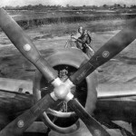 Major Robert S. Johnson ace pilot of the 61st FS, 56th Fighter Group poses with a P-47