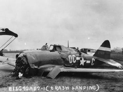 Crashed P-47D OC-C 42-76211 of the 359th FS, 356th FG, 26 February 1944