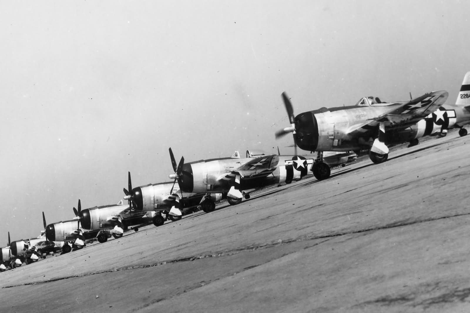 P-47 Thunderbolts Bubbletop of the 9th AF with D-Day stripes