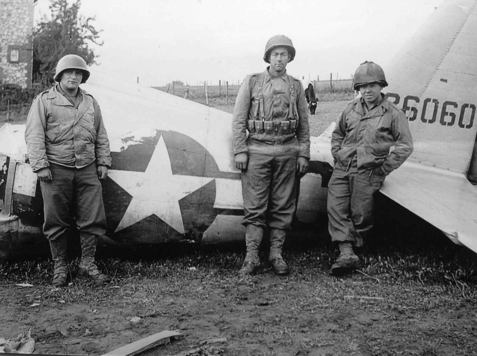 P-47 42-26060 from 62nd FS, 56th FG and American soldiers