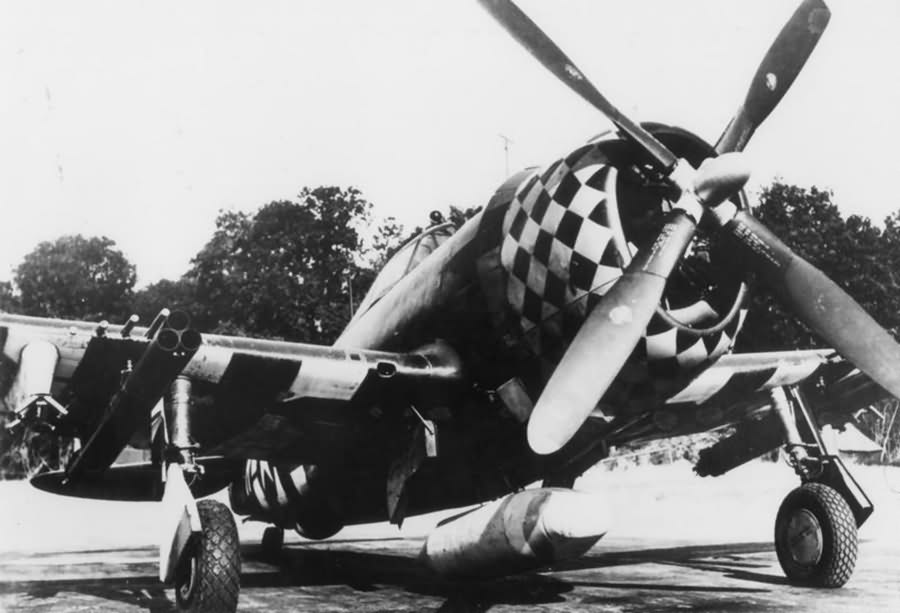 P-47D Thunderbolt of the 353rd Fighter Grroup fitted with rocket launchers at Raydon