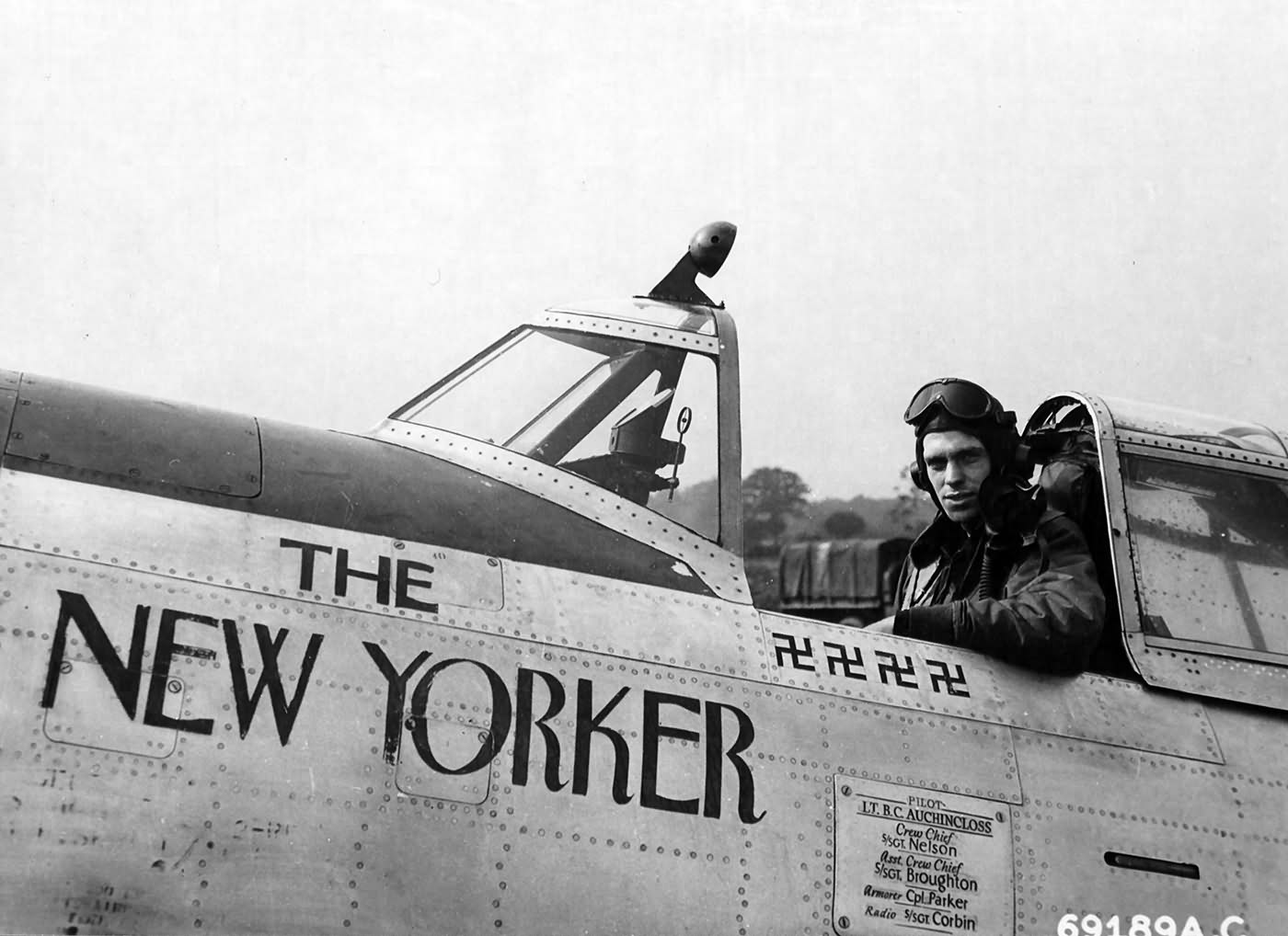 Lt Bayard C. Auchincloss in the cockpit P-47D