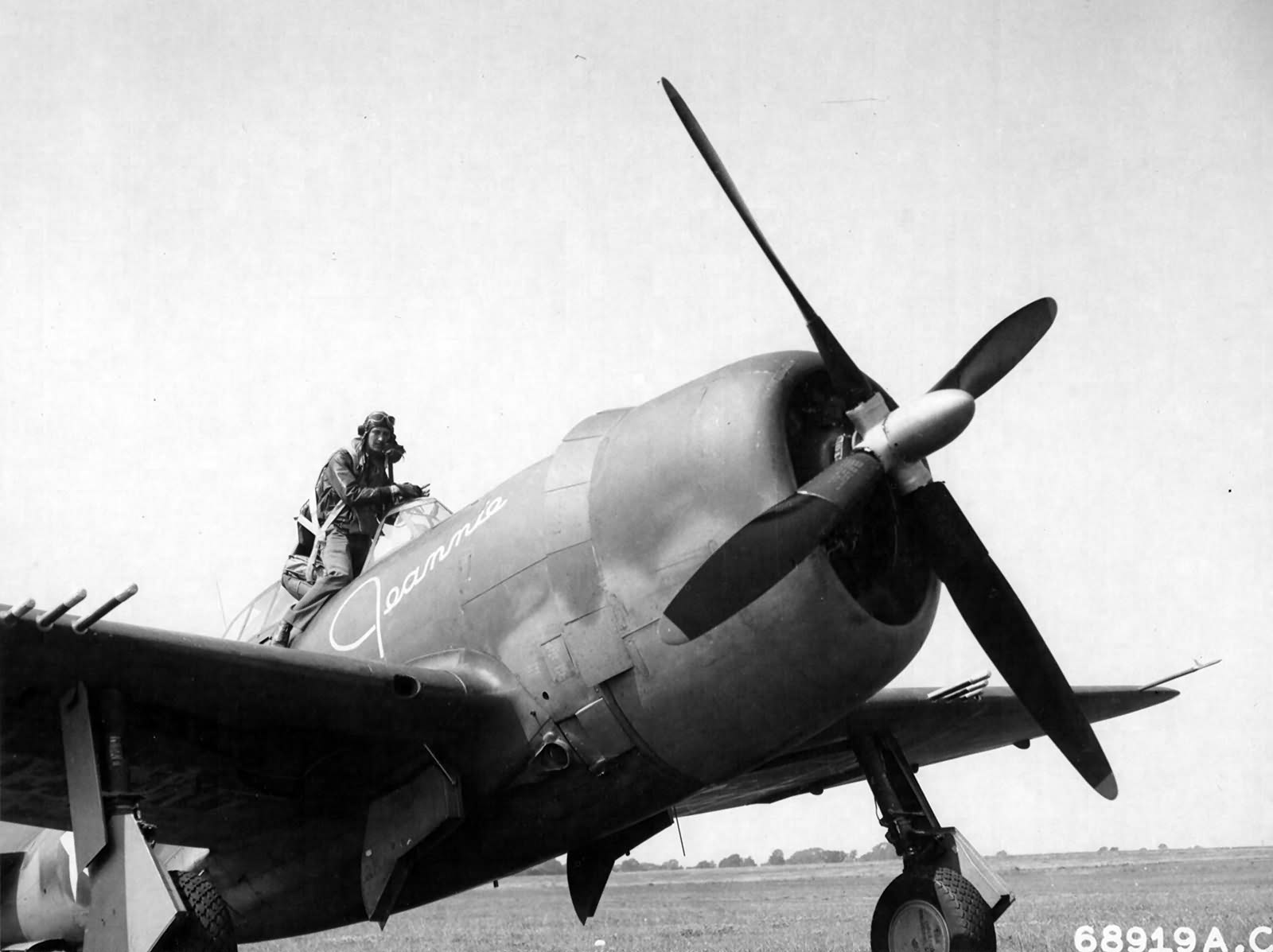 Lt John G. Treitz of the 351st FS, 353rd Fighter Group in his P-47D Thunderbolt serial 42-22759 coded YJ-J