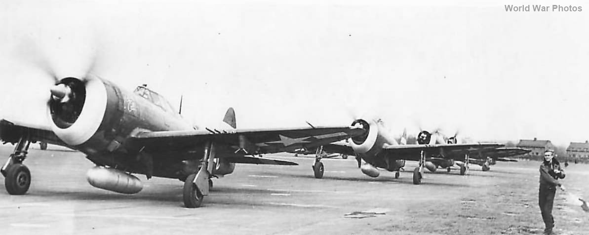 366th FG P-47s take off from RAF Thruxton for raid on Louvain 1944