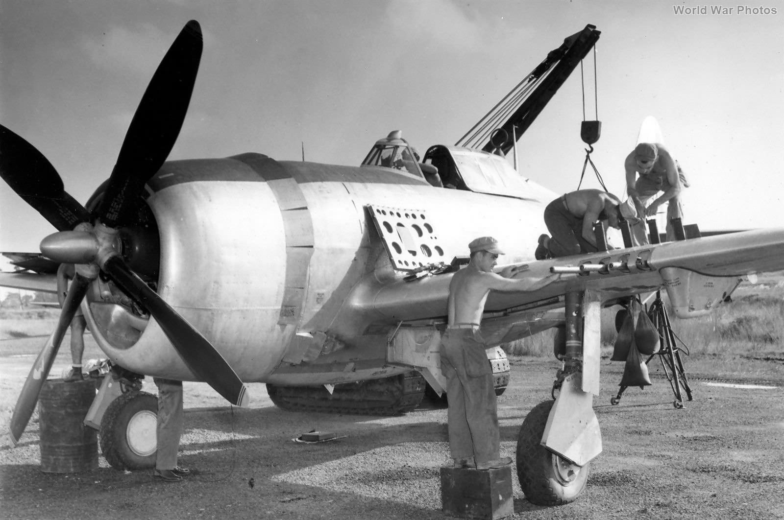 Armorers Work on 1st Air Commando P-47 India 1944