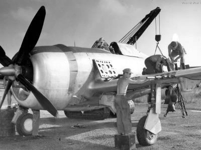 Armorers Work on 1st Air Commando P-47 India 1944