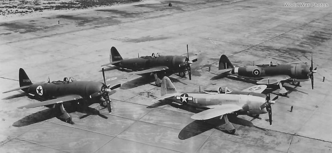 P-47 at Farmingdale Painted with Insignia of 4 Nations 42-26850 42-26781 42-27028