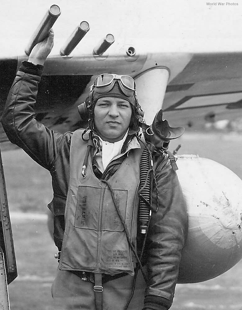 Pilot posed by his P-47