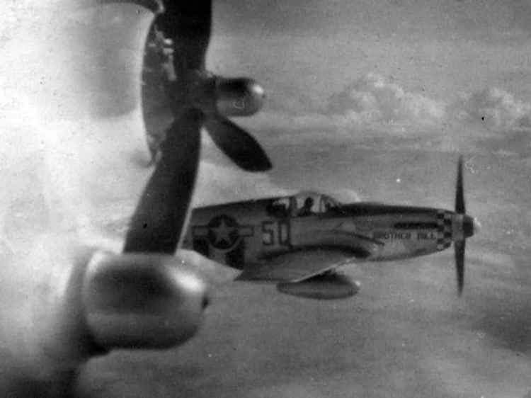 339th Fighter Group P-51 Mustang Escorting Damaged B-17 486th BG