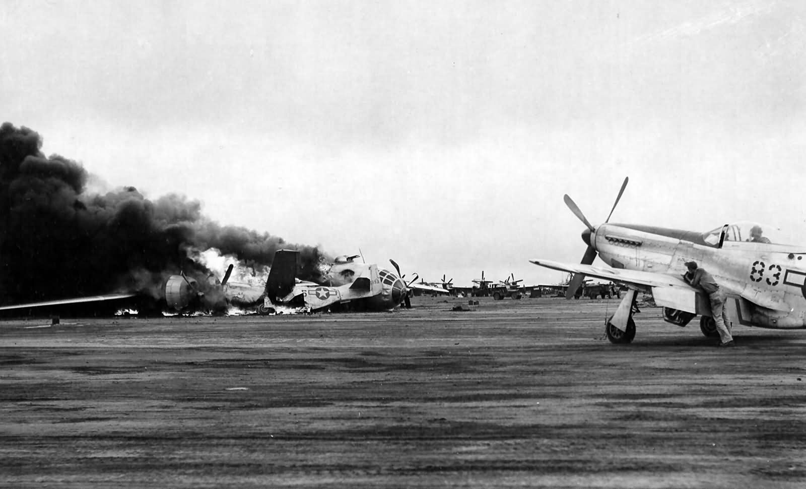 504th BG B-29 Crash Landing On Iwo Jima 24 April 1945