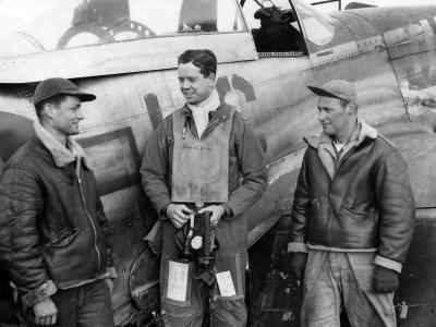 Capt James H Herbert of the 77th FS 20th FG With His Ground Crew