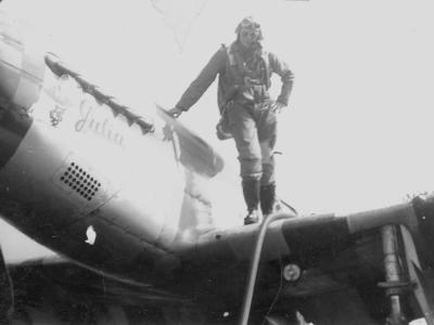 Lt Fry 55th Fighter Group on P-51D Mustang