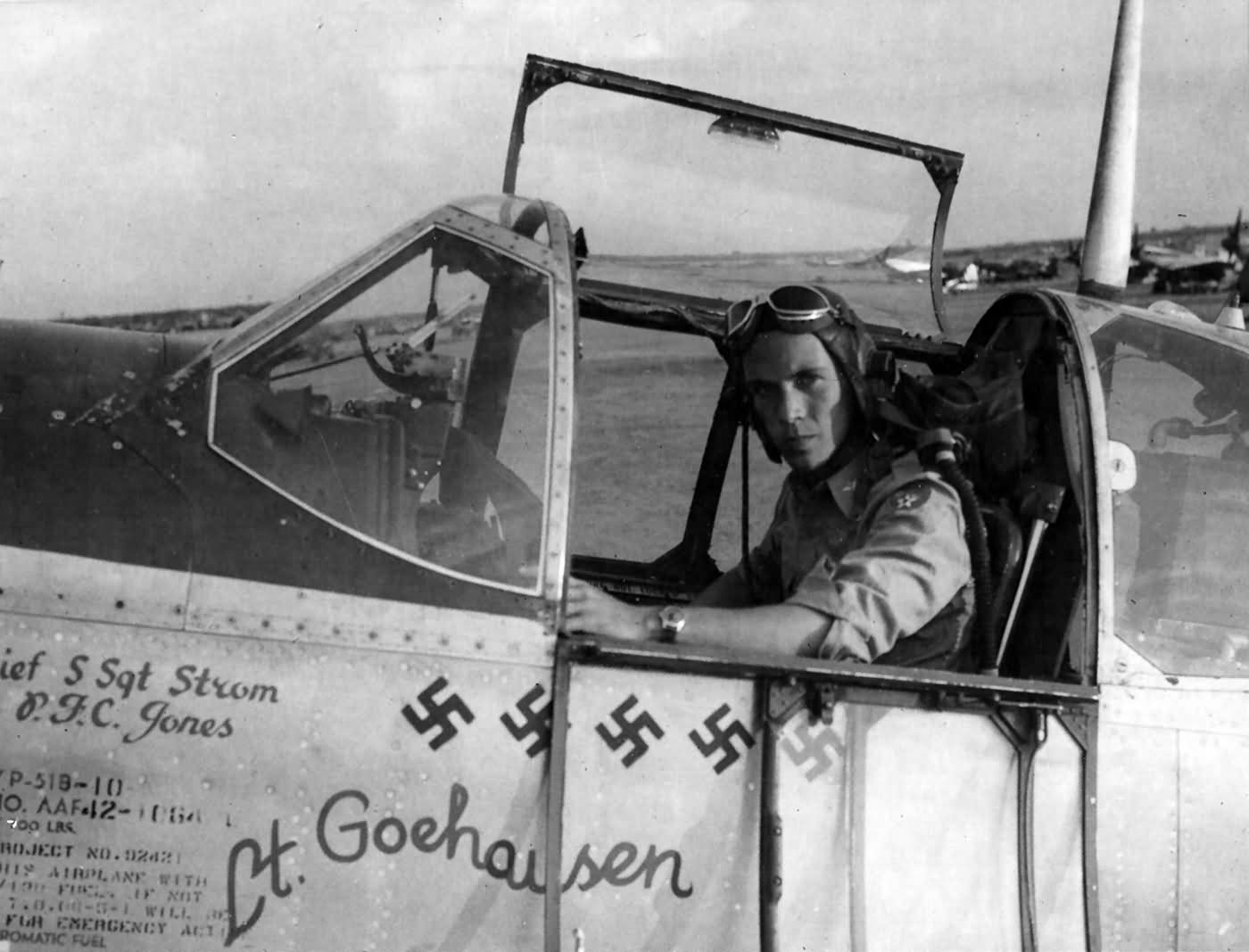 P-51B Mustang pilot 1lt Walter Goehausen of the 308th FS 31st Fighter Group