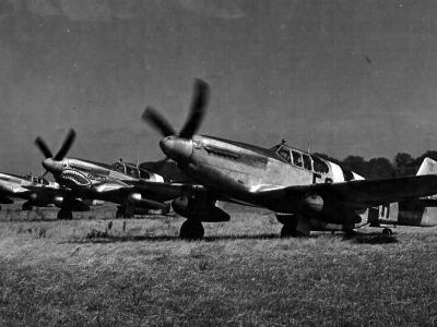 P-51B And C Mustangs of the 361st Fighter Group with D-Day stripes
