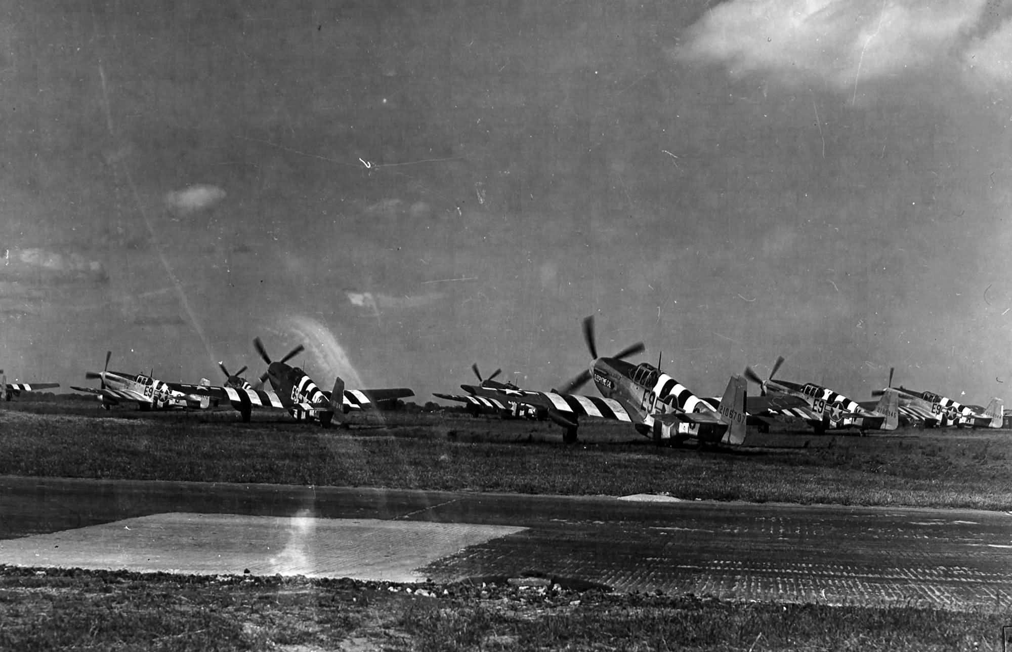 P-51B Mustang with D-Day stripes
