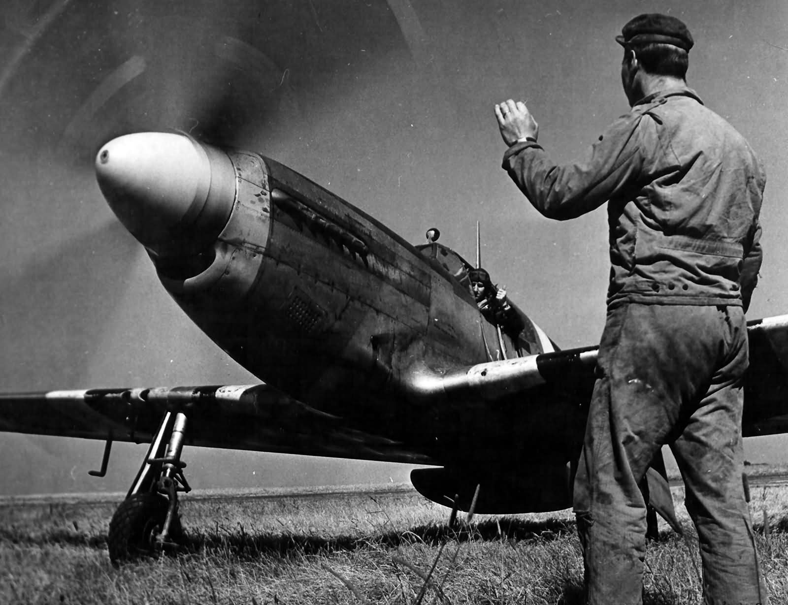 P-51 Mustang and 1lt Bruce Rowlett Pilot of the 375th FS 361st Fighter Group
