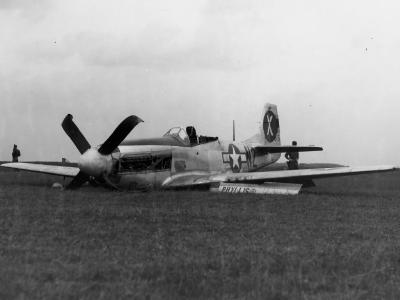 Damaged P-51D Mustang 364th Fighter Group 383 Fighter Squadron