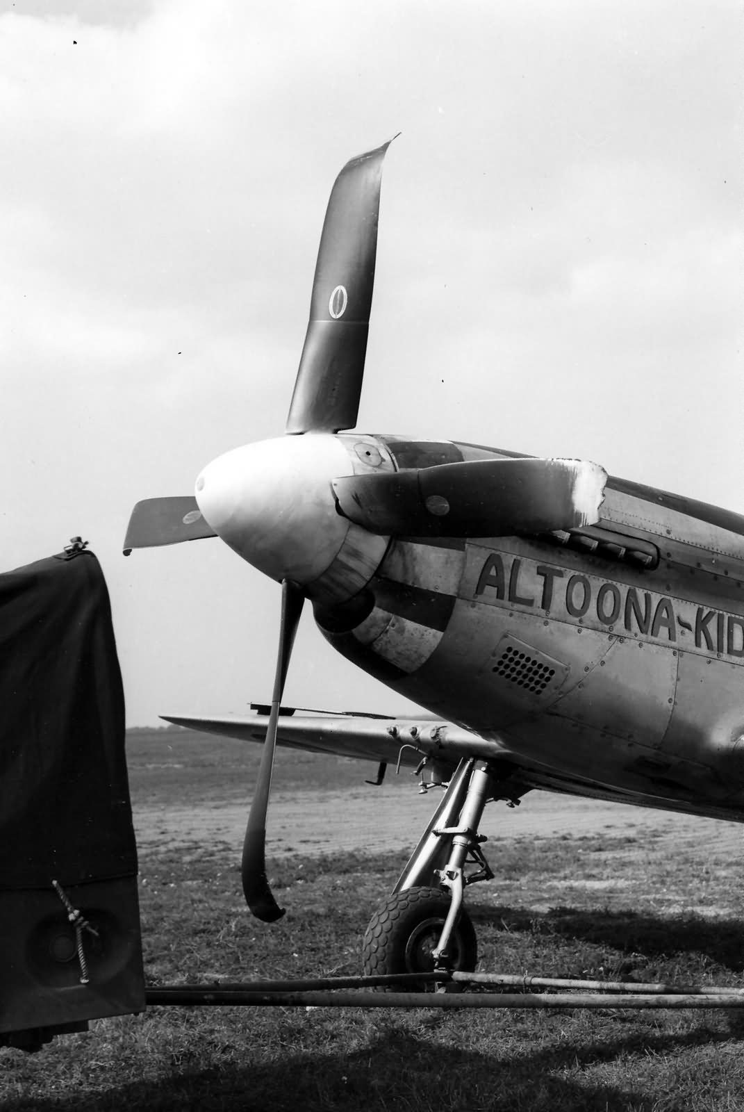 P-51 Mustang damaged 364th Fighter Group Mustang Altoona Kid