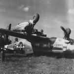 P-51D Mustang „Boogies Burner” of the 364 Fighter Group 384 Fighter Squadron 8th AF, flipping over after landing