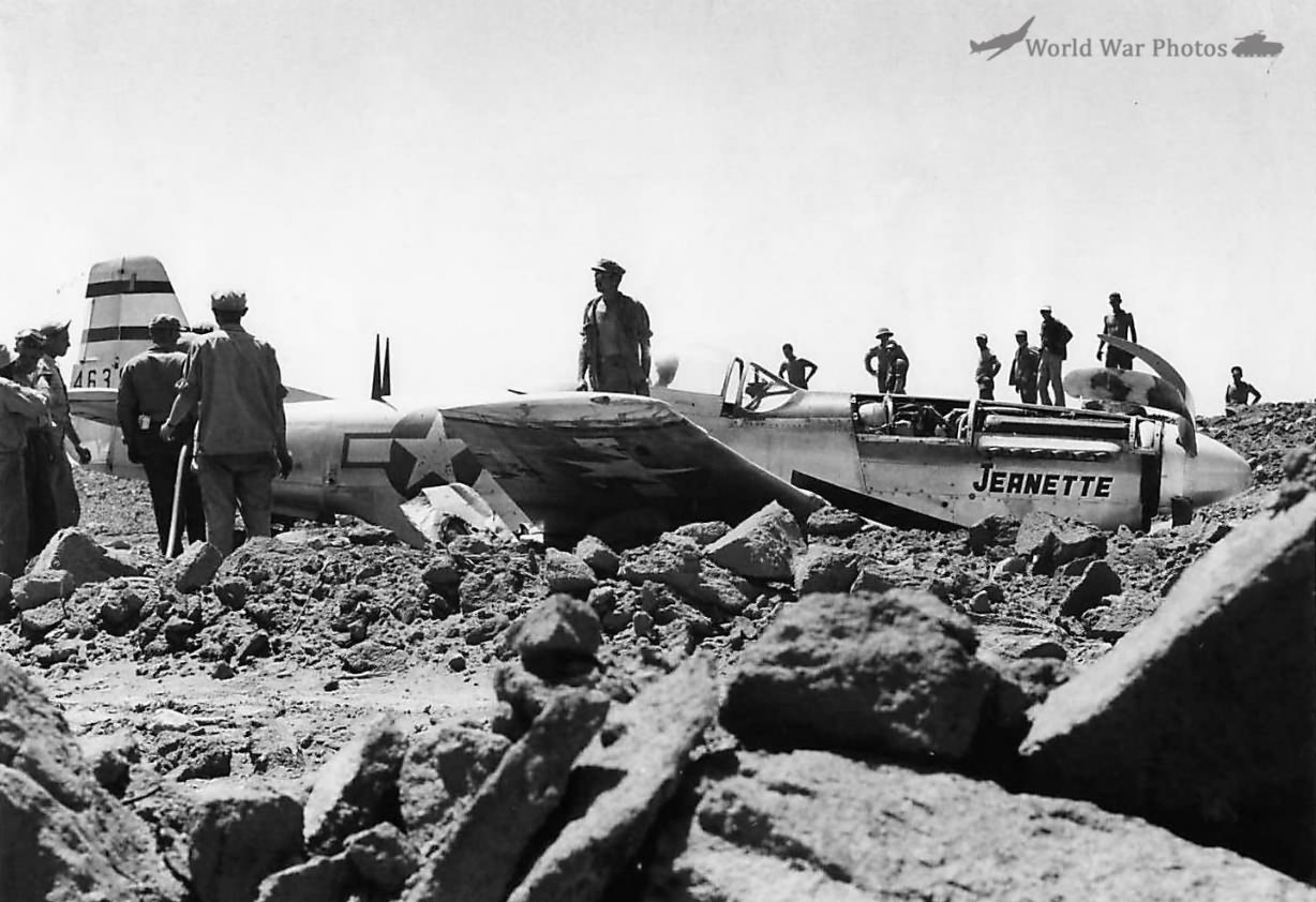 531st FS P-51 Jeannette after Crash Landing on Iwo Jima