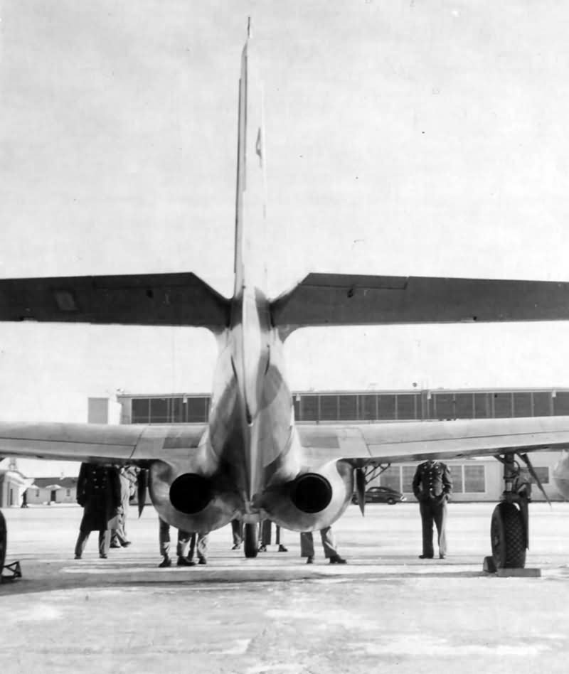 Jet fighter Bell P-59A Airacomet rear view 1945