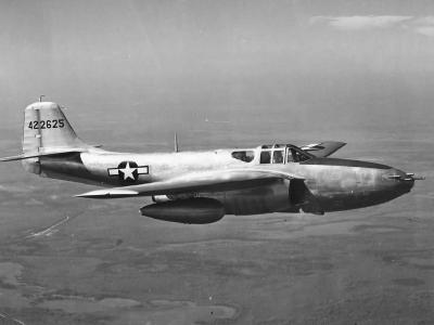 Jet fighter Bell P-59 Airacomet 44-22625 in flight