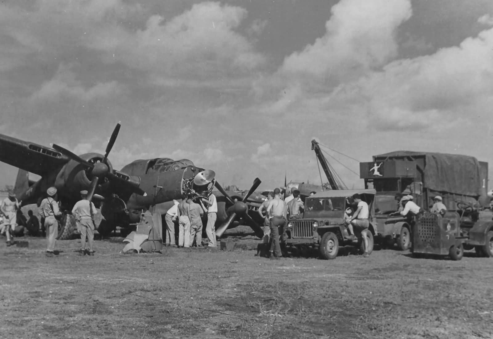 Crashed „Jap Batty” P-61A Black Widow, serial 42-5528 of the 6th Night Fighter Squadron