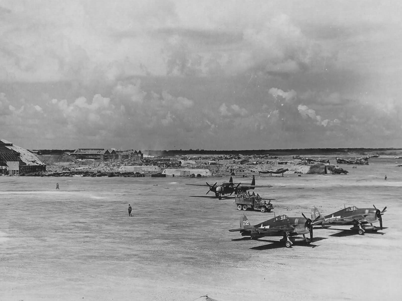 P-61A Black Widow Midnight Mickey and F6F Hellcats on Saipan