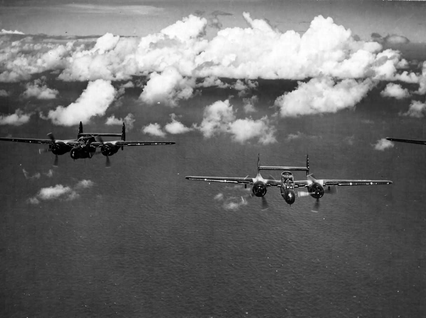 P-61 Black Widows of the 548th Night Fighter Squadron in flight