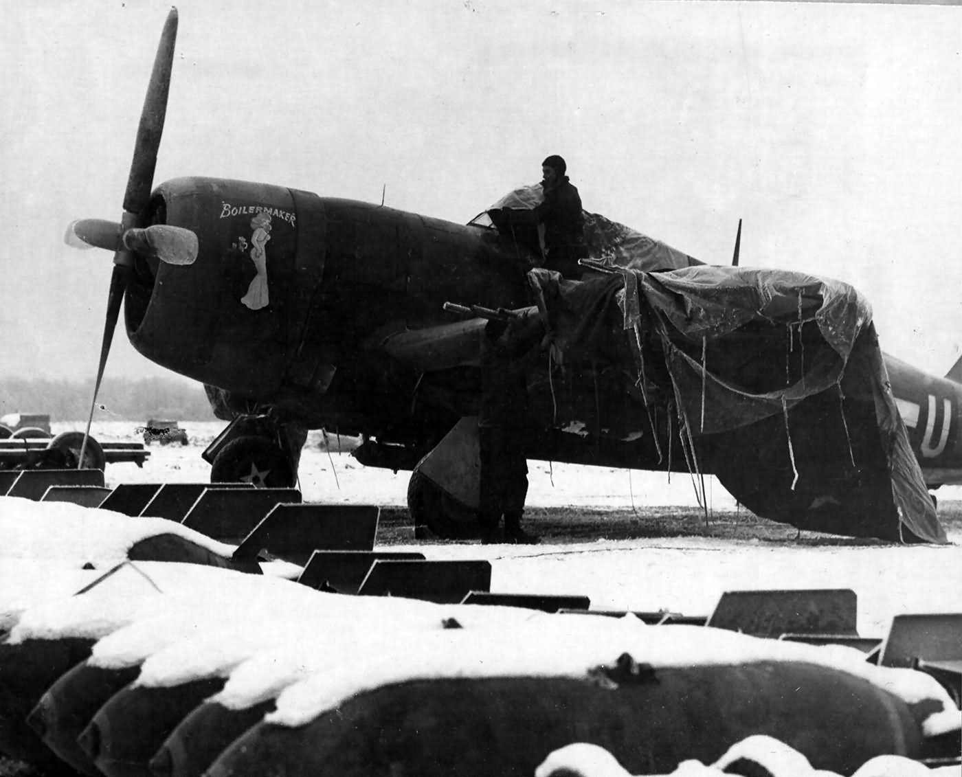„Boilermaker” P-47D Thunderbolt of a squadron assigned to the 1st TAF January 1945