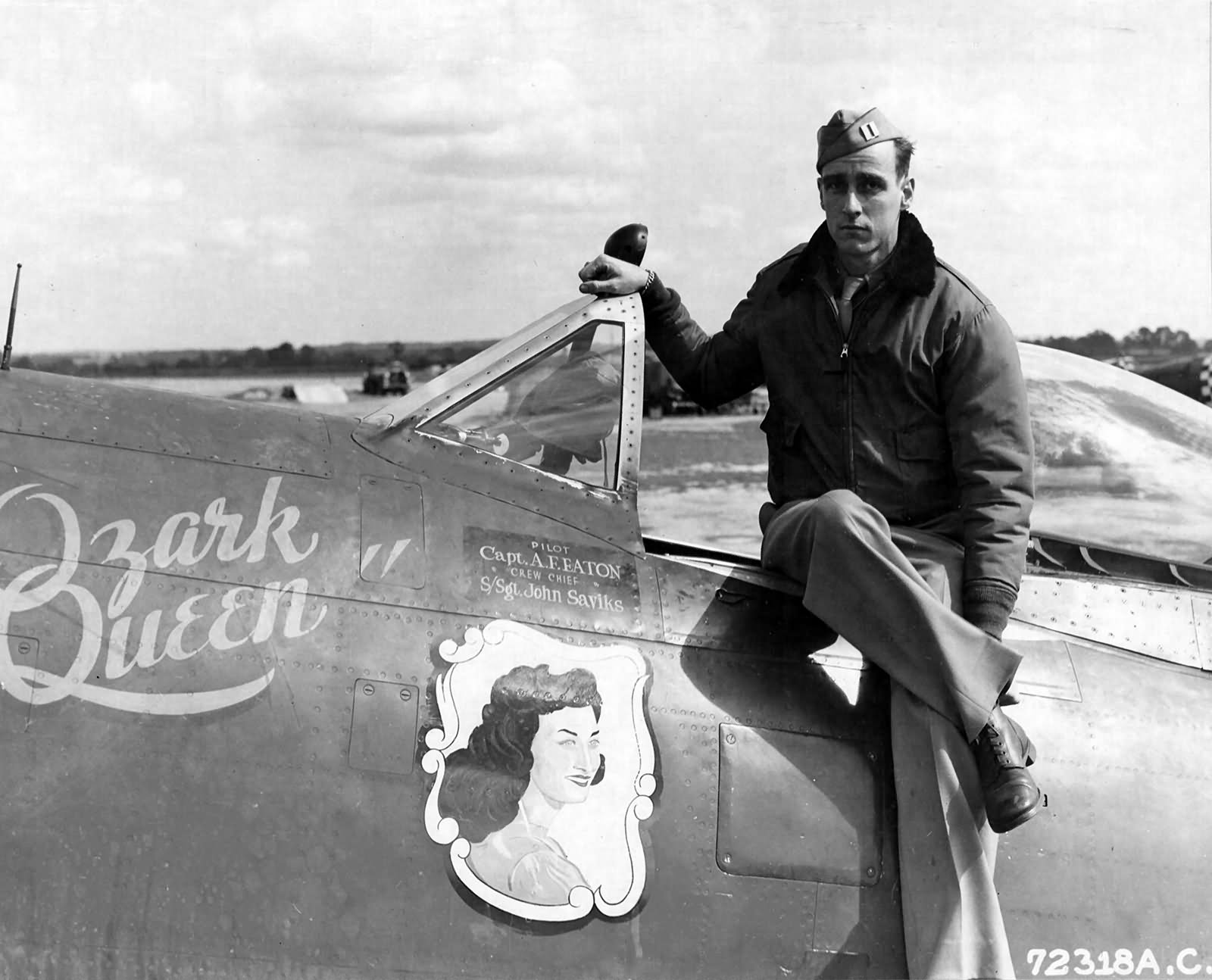 CAPT Alfred F. Eaton of the 84th FS, 78th FG in the cockpit of P-47D 42-26682 WZ-U