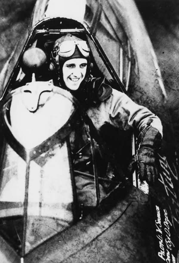 Lt W Samson of the 78th Fighter Group in the cockpit of his P-47 Thunderbolt