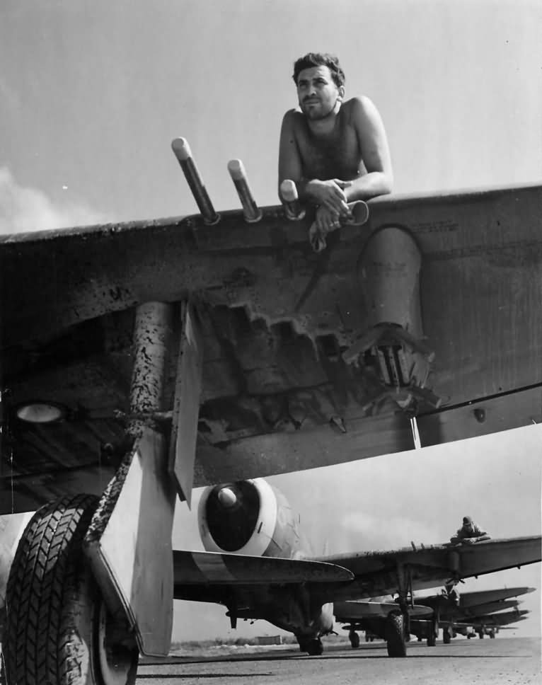 P-47 from 318th FG, 7th Fighter Command. Crew Chief on Thunderbolt wing