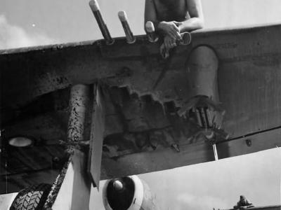 P-47 from 318th FG, 7th Fighter Command. Crew Chief on Thunderbolt wing