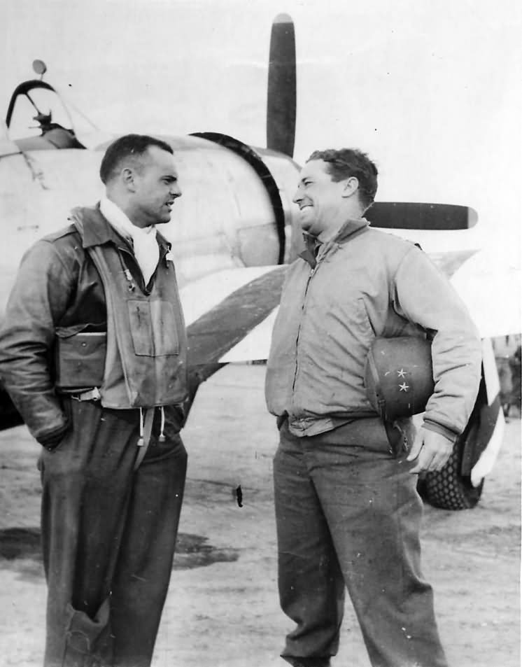 P-47 Thunderbolt 368th Fighter Group Col Frank Perego with Gen Quesada