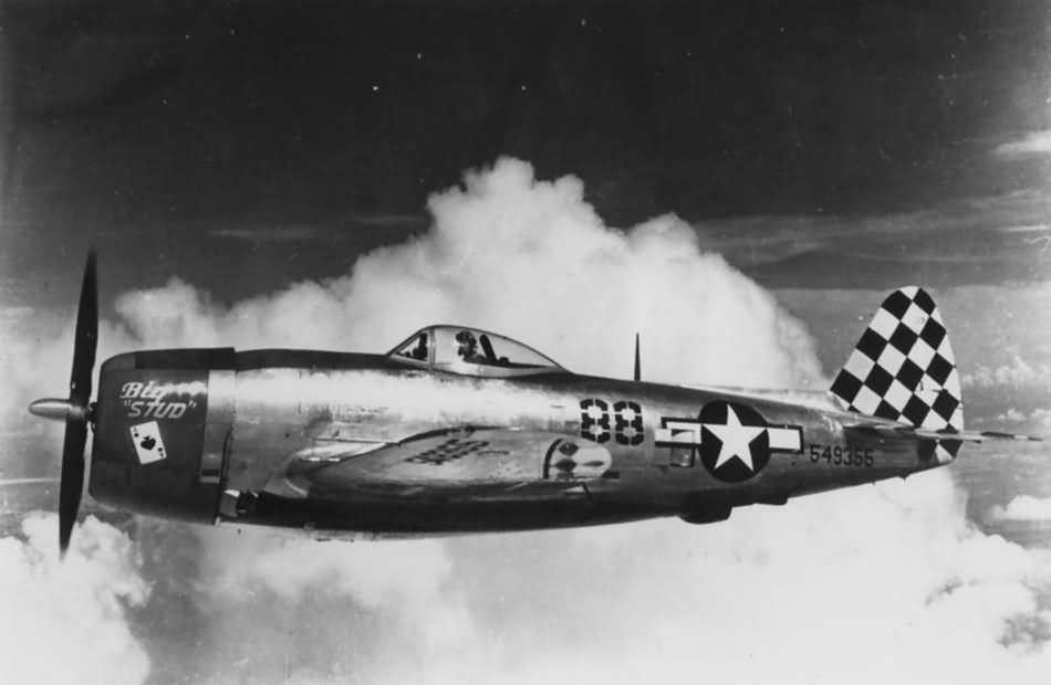 P-47 Thunderbolt black 88 45-49355 “Big Stud”, pilot Col Robert Baseler of the 325th FG
