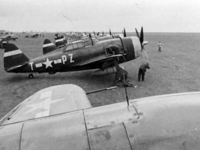 P-47 Thunderbolt code PZ-T 42-8682 „Little Evey” of the 352nd FG at Bodney