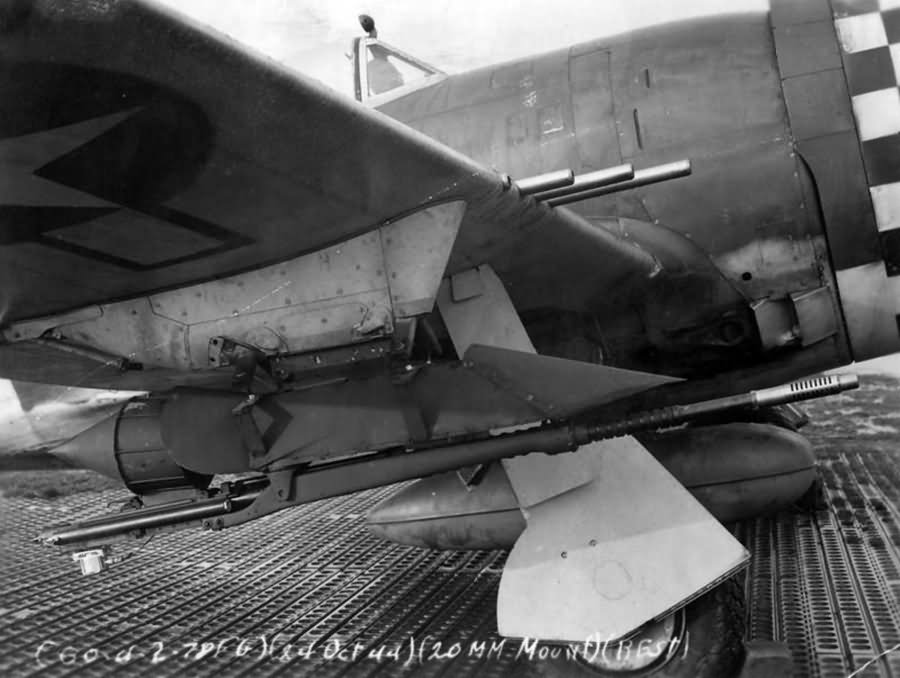 P-47 Thunderbolt of the 78th Fighter Group fitted with a 20mm cannon 24 October 1944