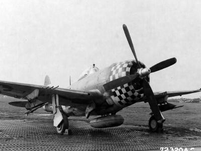P-47 Thunderbolt of the 78th FG with 20 mm guns mounted on the wings – Duxford England 24 October 1944