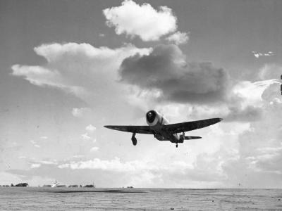 P-47 Thunderbolt taking off on mission