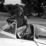 Colonel Bennick of the 373rd Fighter Group in the cockpit of his P-47 Thunderbolt