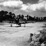 P-47 taxiing at airfield in Belgium