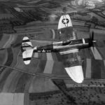 P-47 Thunderbolt code R3-G in flight September 1944