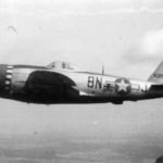 P-47D Thunderbolt code 8N-J, serial 44-32979 of the 371st Fighter Group in flight