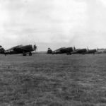 P-47 Thunderbolts HL-H and HL-V of the 83rd FS, 78th FG prepare for take off at Duxford 13 August 1943
