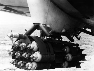 bomb cluster fitted to the wing of a P-47 Thunderbolt of the 78th FG – 12 July 1944