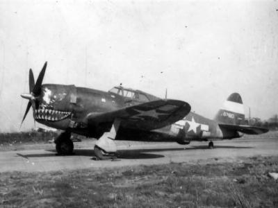 shark mouth P-47 Thunderbolt 41-6380 used as a group monitor aircraft by the 448th BG