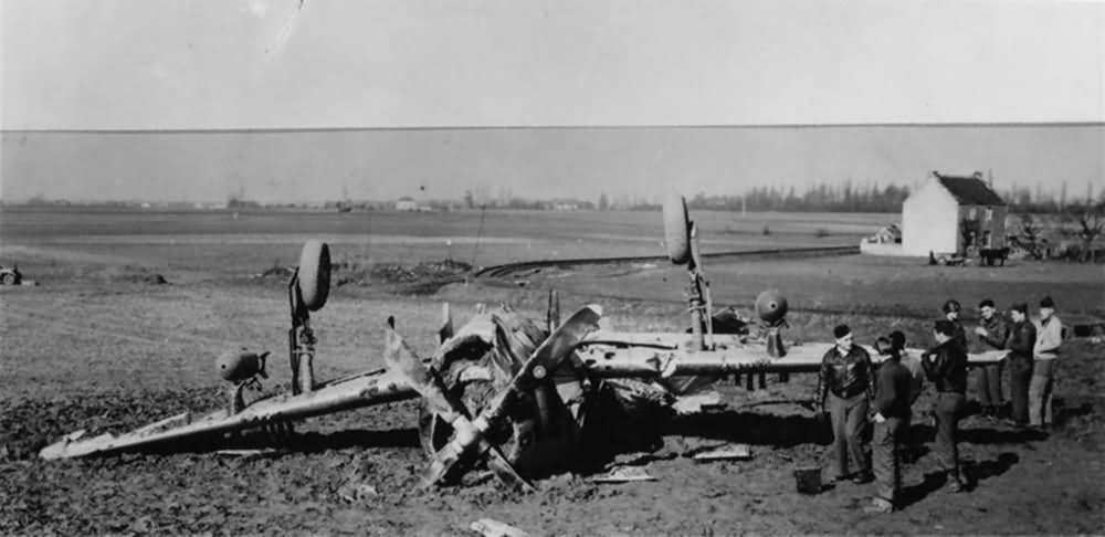 wreck of a P-47 Thunderbolt that crashed on take off